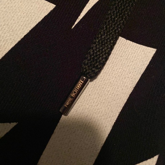 Neil Barrett Thunderbolt Fair Isle pullover hoodie sweatshirt drawstring black - Picture 4 of 12